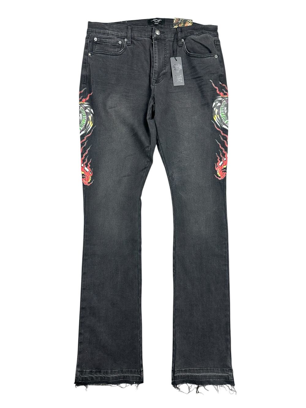 Ed Hardy Stacked Boot Cut Stretch Jeans Black Wash — Size 34